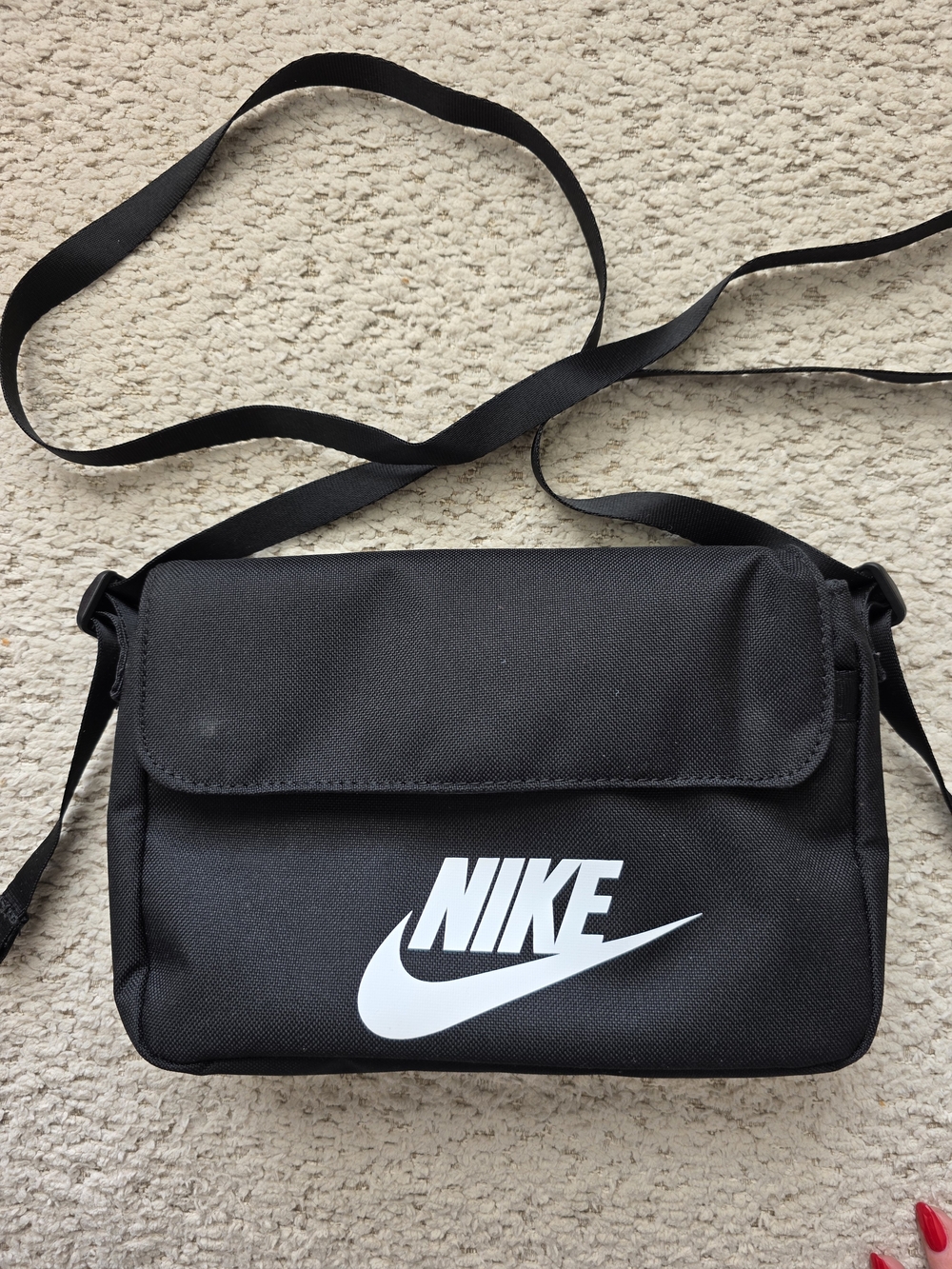 Nike Black Messenger Bag with White Logo